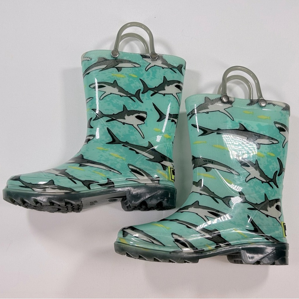 Western Chief Shark Chase Lighted Rain Boots Sz 10T - Picture 9 of 13